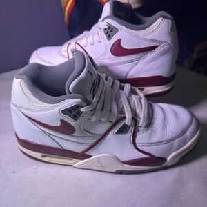 Nike White and Maroon High-Top Sneakers